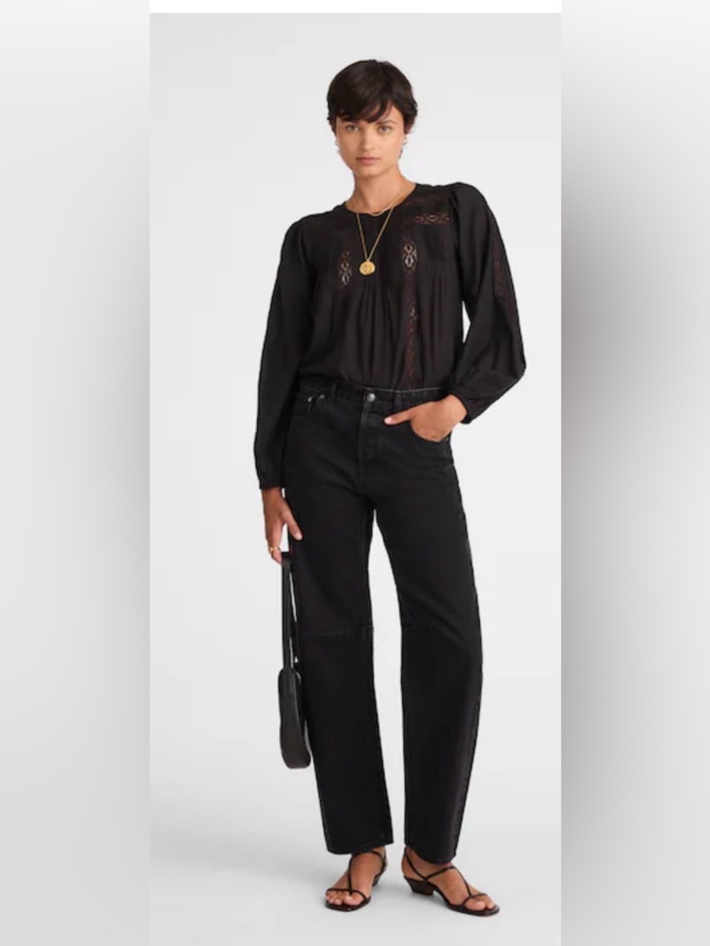 Madewell The Darted Barrel-Leg Jean Washed Black